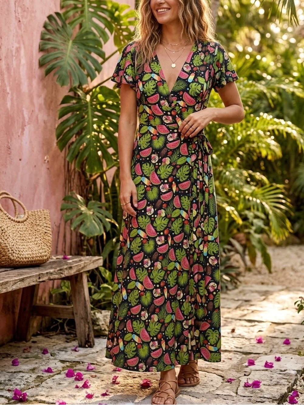 Lang & Lu Tropical Fruit Ice Cream Maxi Wrap Dress Size Free
Dopamine Dressing